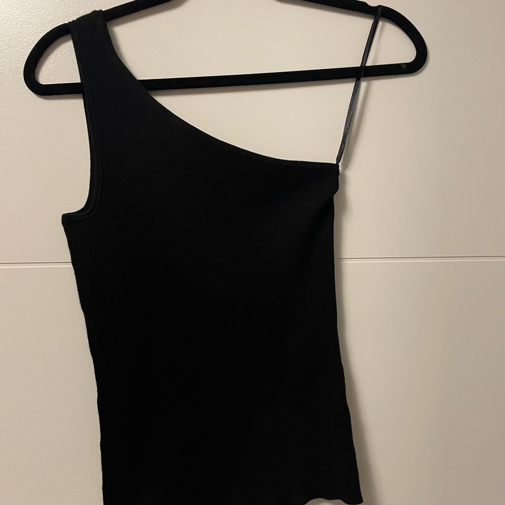 Joe Fresh Black One-Shoulder Tank Top